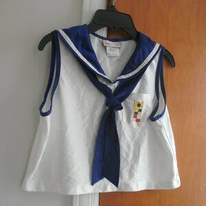 ~ American Girl Doll Kit Sailor Beach Pajama Top White & Blue girls size Large ~